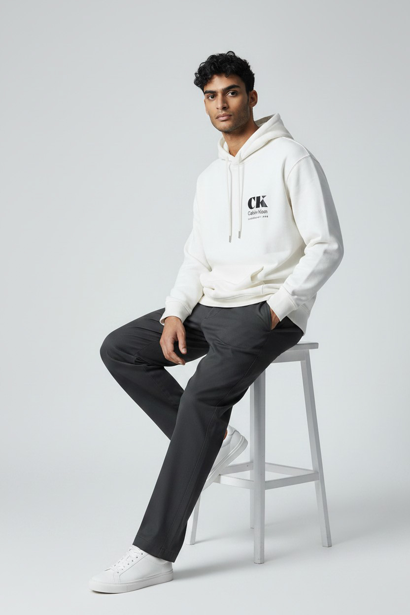 Ανδρικό Φούτερ Λευκό Calvin Klein LV04RG273G-YAS