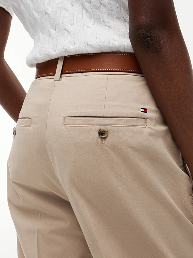 Γυναικείο Slim Straight Παντελόνι Μπεζ Tommy Hilfiger WW0WW52817-AEG