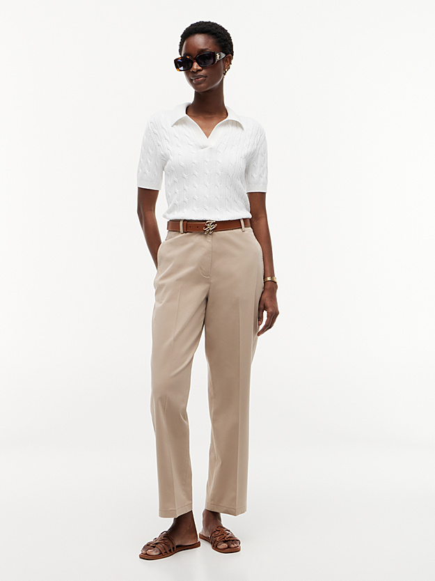 Γυναικείο Slim Straight Παντελόνι Μπεζ Tommy Hilfiger WW0WW52817-AEG