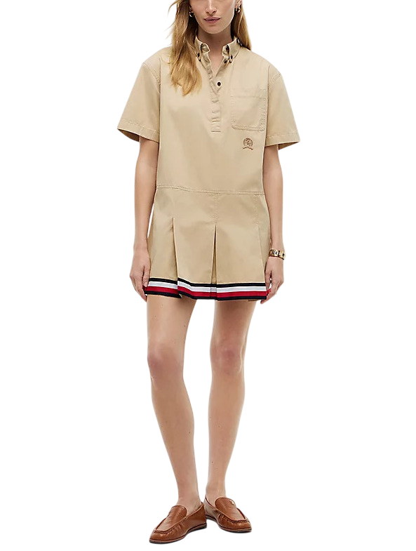 Γυναικείο Κοντομάνικο Φόρεμα Μπεζ Tommy Jeans DW0DW22848-AB9