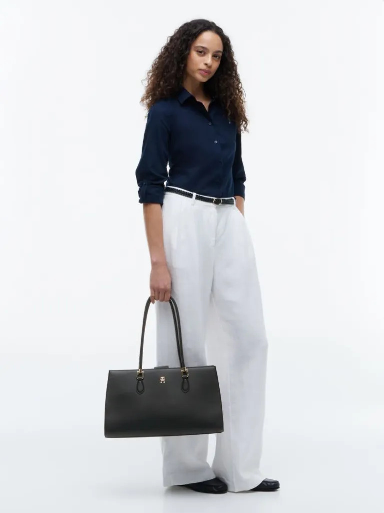 Γυναικεία TH Monogram Τσάντα Χειρός Μαύρη Tommy Hilfiger AW0AW18750-BDS