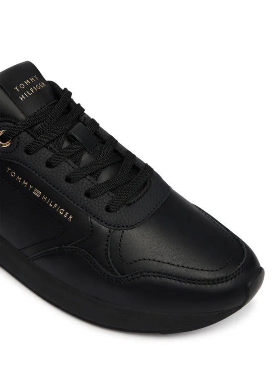 Γυναικεία Δερμάτινα Retro Runner Sneakers Μαύρα Tommy Hilfiger FW0FW09411-BDS