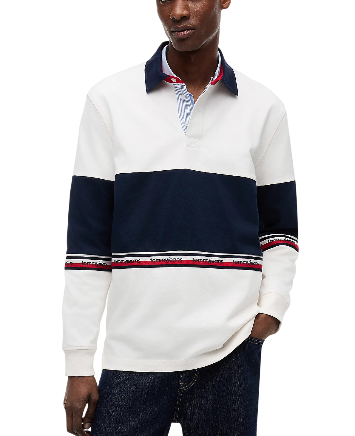 Ανδρική Μακρυμάνικη Polo Μπλούζα Off White Tommy Jeans DM0DM23161-YBH