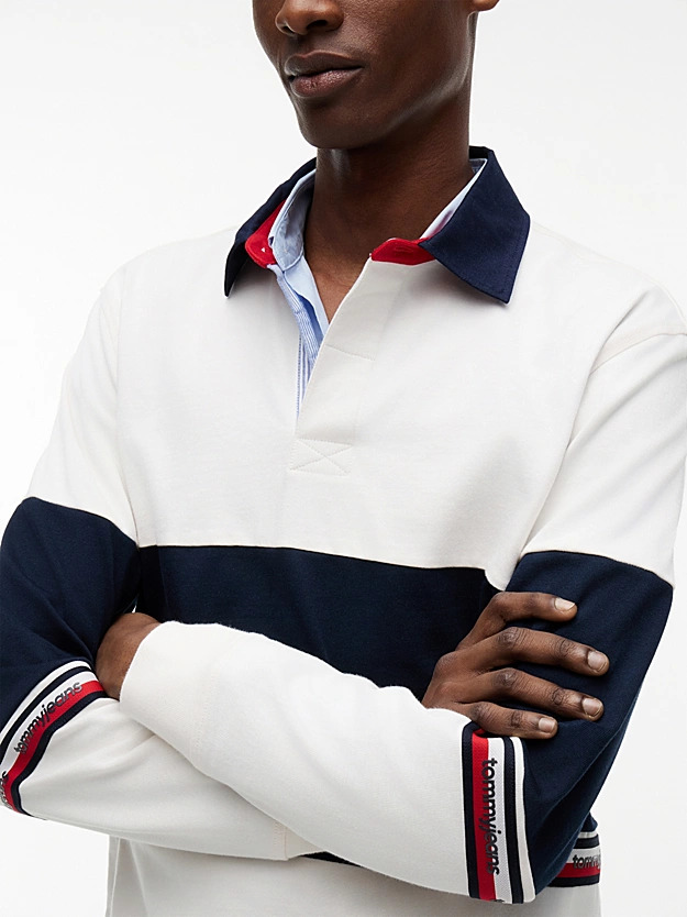 Ανδρική Μακρυμάνικη Polo Μπλούζα Off White Tommy Jeans DM0DM23161-YBH