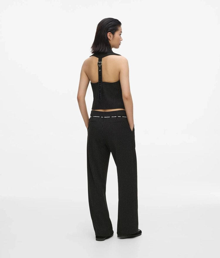Γυναικείο Ριγέ Παντελόνι Μαύρο Karl Lagerfeld Jeans B3W10019-A60 Black