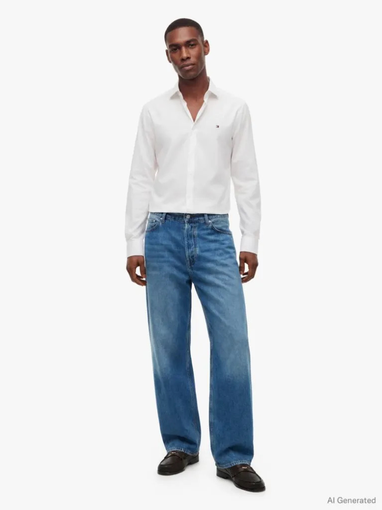 Ανδρικό Πουκάμισο Λευκό Tommy Hilfiger MW0MW43749-YBR