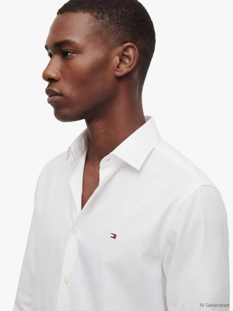Ανδρικό Πουκάμισο Λευκό Tommy Hilfiger MW0MW43749-YBR