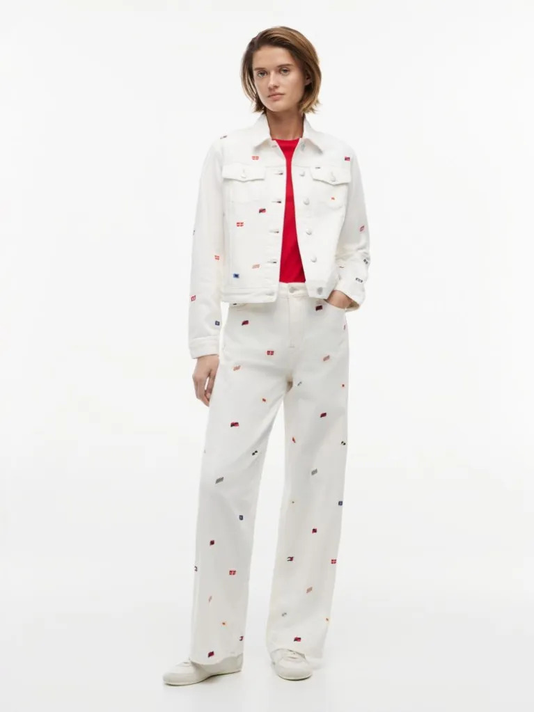 Γυναικείο Τζιν Μπουφάν Λευκό Tommy Jeans DW0DW22868-1D0