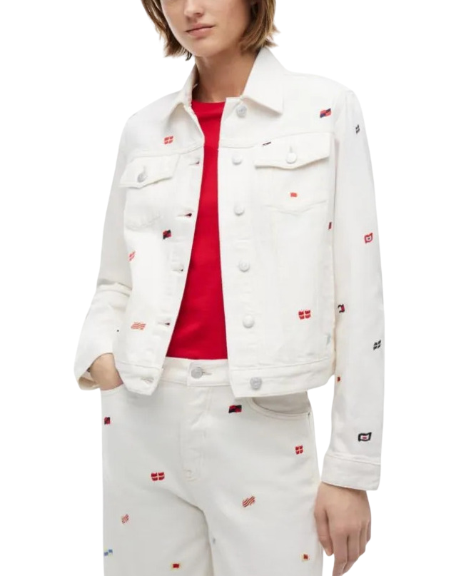 Γυναικείο Τζιν Μπουφάν Λευκό Tommy Jeans DW0DW22868-1D0