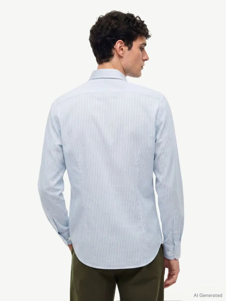 Ανδρικό Ριγέ Πουκάμισο Γαλάζιο Tommy Hilfiger MW0MW42722-C14