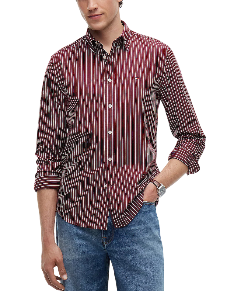 Ανδρικό Ριγέ Πουκάμισο Μπορντό Tommy Hilfiger MW0MW44571-0EV