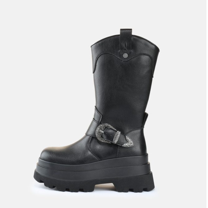 Γυναικείες Jupiter Biker Μπότες Μαύρες Buffalo BUFPD00016410-BLACK