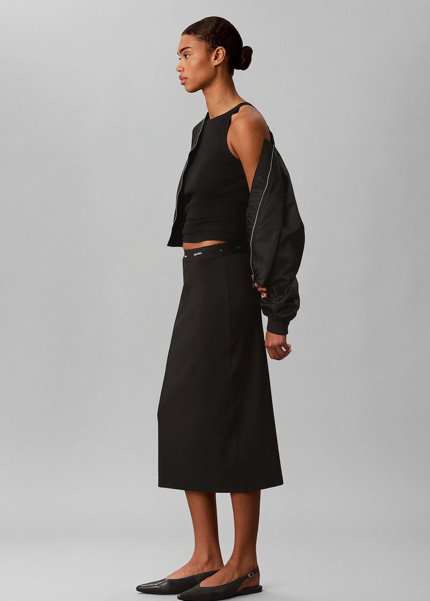 Γυναικεία Midi Φούστα Μαύρη Calvin Klein LV047H241G-UB1