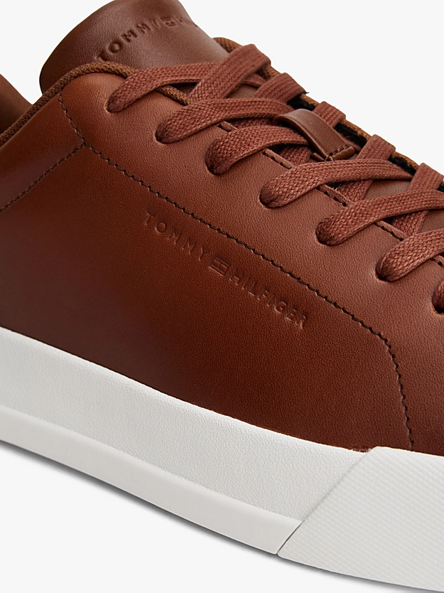 Ανδρικά Δερμάτινα Sneakers Καφέ Tommy Hilfiger FM0FM05729-GVI