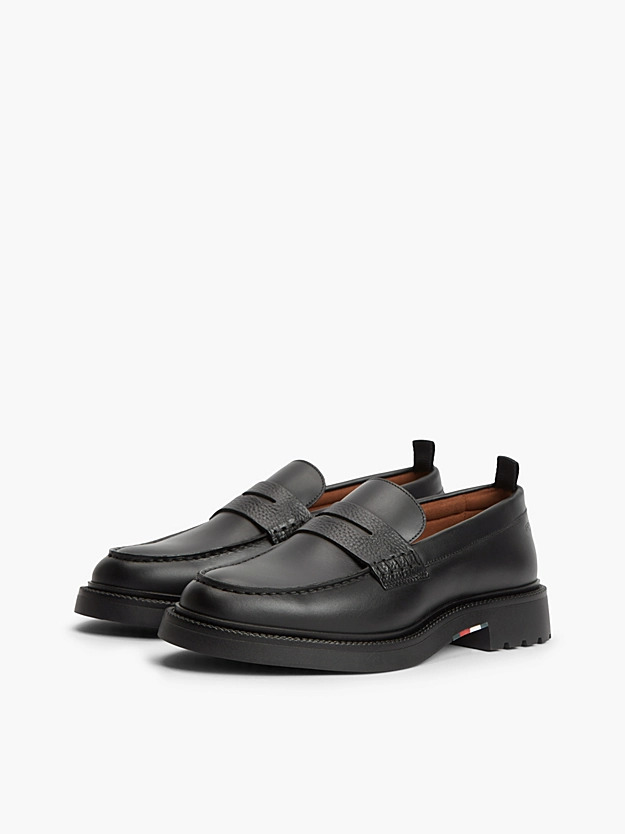 Ανδρικά Δερμάτινα Loafers Μαύρα Tommy Hilfiger FM0FM05968-BDS