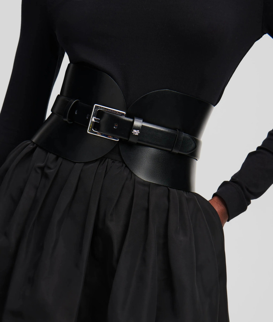 Γυναικεία Δερμάτινη K/Essential Ζώνη Μαύρη Karl Lagerfeld A1W33063-999 Black