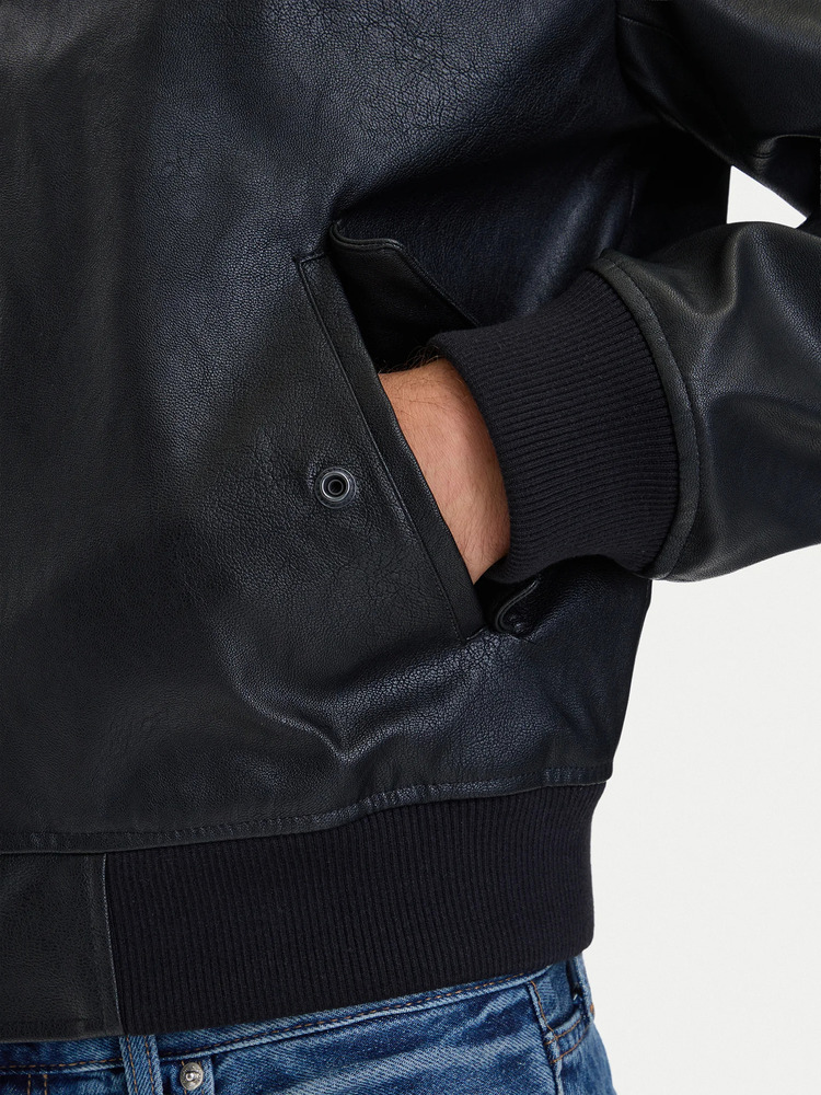 Ανδρικό Faux Leather Bomber Μπουφάν Μαύρο Calvin Klein LV04RH413G-UB1