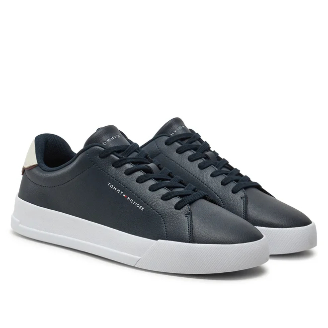 Ανδρικά Δερμάτινα Sneakers Navy Μπλε Tommy Hilfiger FM0FM05367-DW5
