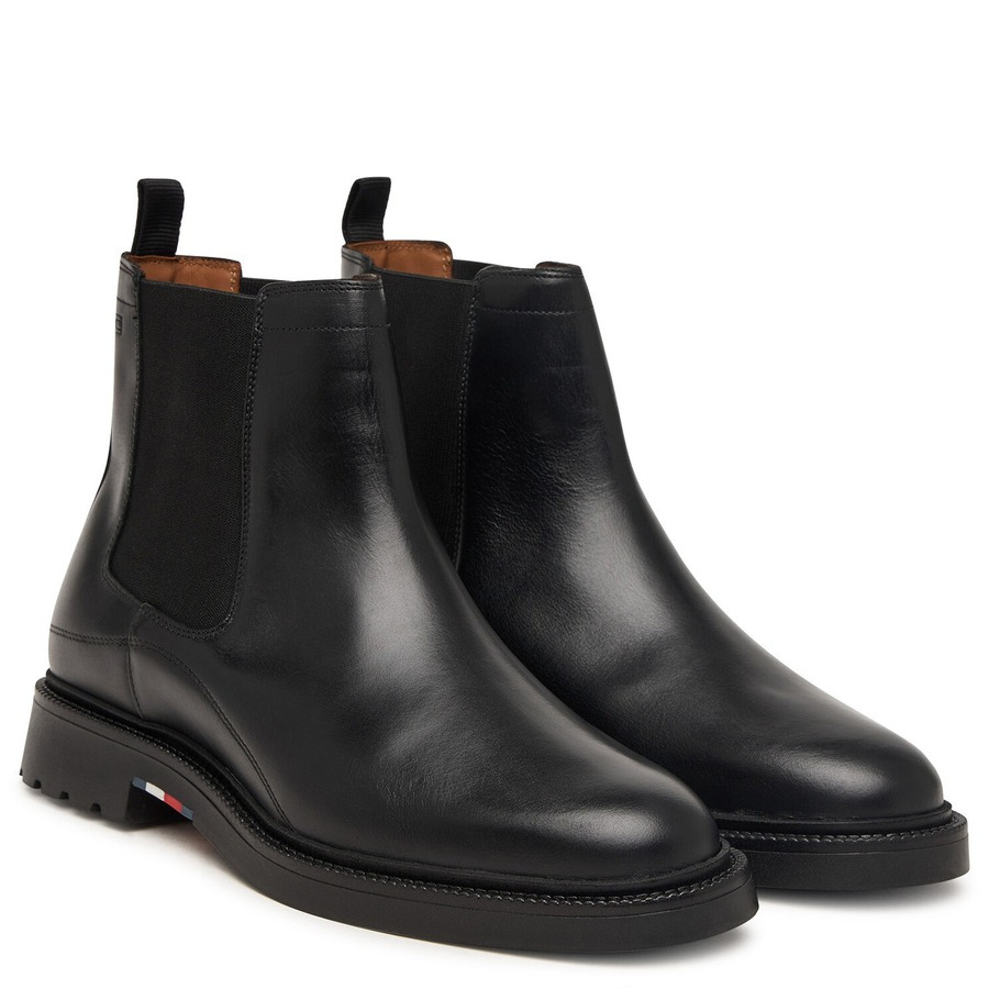 Ανδρικά Δερμάτινα Μποτάκια Μαύρα Tommy Hilfiger FM0FM05966-BDS