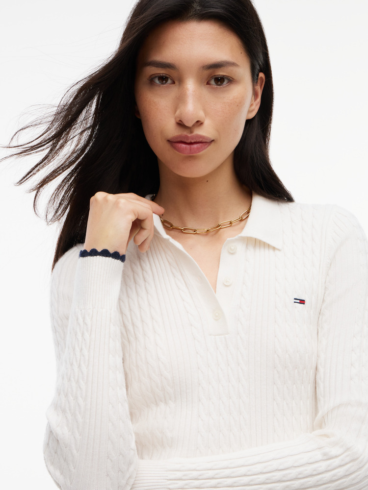 Γυναικείο Πλεκτό Polo Φόρεμα Μπεζ Tommy Jeans DW0DW23317-YBH