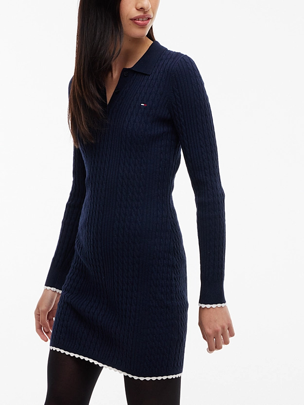 Γυναικείο Πλεκτό Polo Φόρεμα Navy Μπλε Tommy Jeans DW0DW23317-C1G