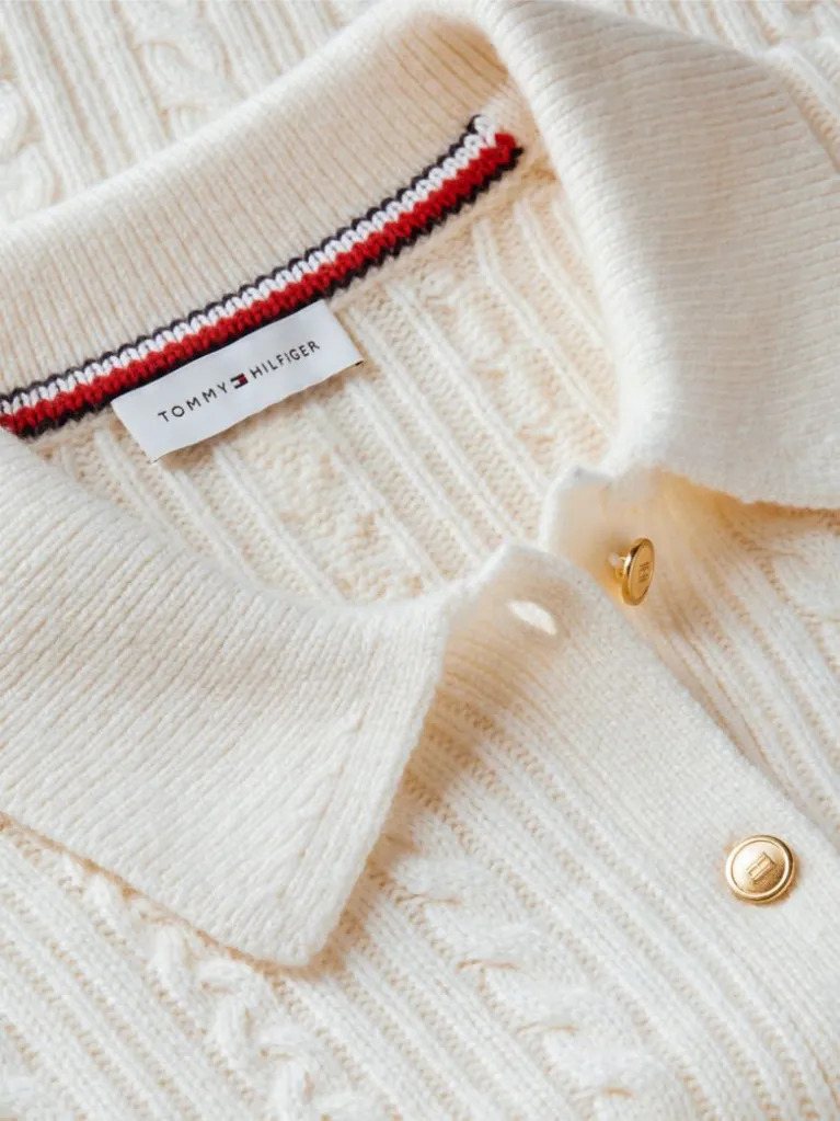 Γυναικείο Polo Πουλόβερ Εκρού Tommy Hilfiger WW0WW52222-Z00