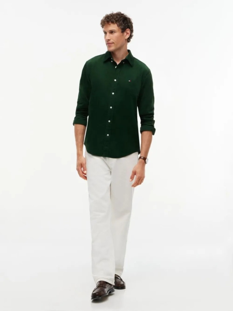 Ανδρικό Κοτλέ Πουκάμισο Πράσινο Tommy Hilfiger MW0MW40486-L07