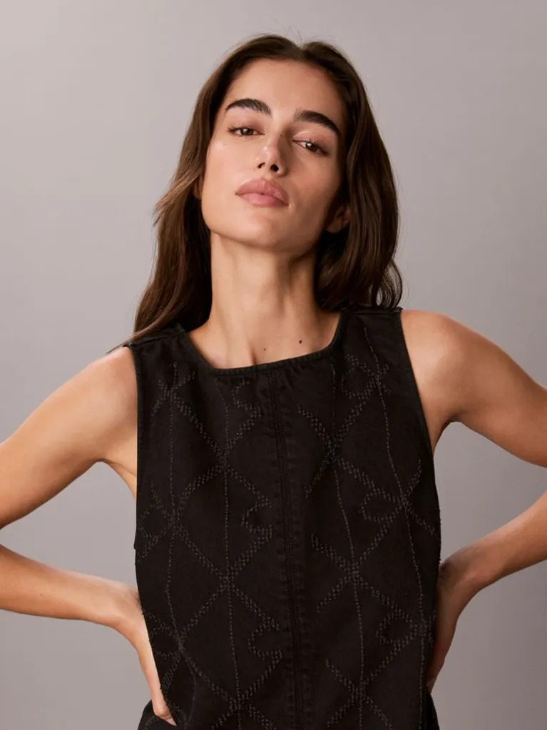 Γυναικείο Αμάνικο Τζιν Φόρεμα Μαύρο Calvin Klein LV047H781G-4B3