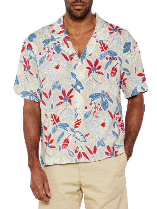 Ανδρικό Κοντομάνικο Πουκάμισο Μπεζ Hugo 50540065-103