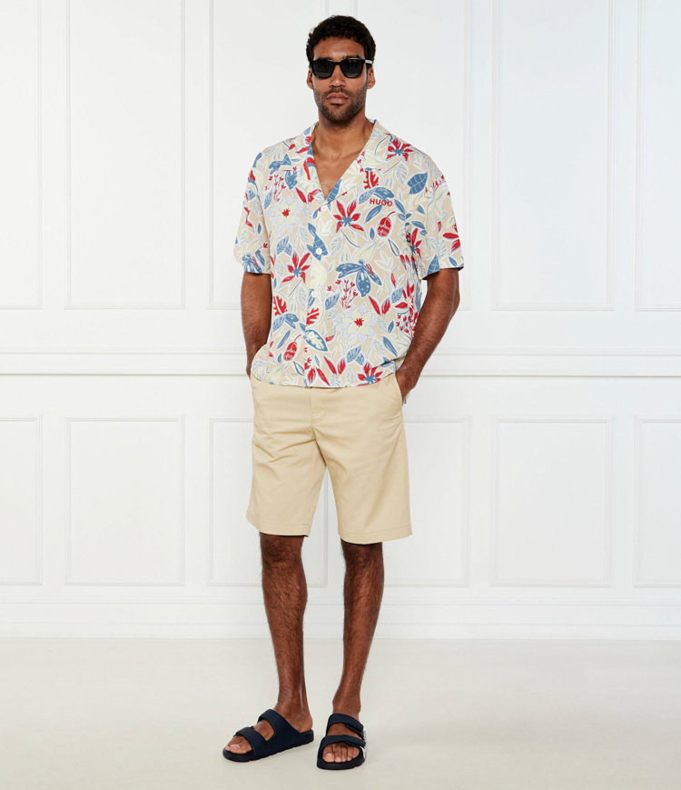 Ανδρικό Κοντομάνικο Πουκάμισο Μπεζ Hugo 50540065-103