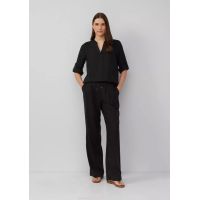 Γυναικείο Λινό Παντελόνι Μαύρο S.Oliver 2164286-9999