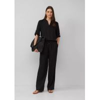 Γυναικείο Λινό Παντελόνι Μαύρο S.Oliver 2164286-9999