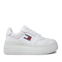 Γυναικεία Δερμάτινα Retro Basket Sneakers Λευκά Tommy Jeans EN0EN02506-YBS