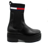 Γυναικεία Δερμάτινα Flatform Chelsea Μποτάκια Μαύρα Tommy Jeans EN0EN02301-BDS