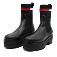 Γυναικεία Δερμάτινα Flatform Chelsea Μποτάκια Μαύρα Tommy Jeans EN0EN02301-BDS