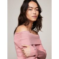 Γυναικείο Off Shoulder Πουλόβερ Ροζ Tommy Jeans DW0DW17501-THA