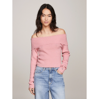 Γυναικείο Off Shoulder Πουλόβερ Ροζ Tommy Jeans DW0DW17501-THA