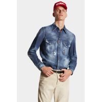 Ανδρικό Western Τζιν Πουκάμισο Μπλε Dsquared2 S74DM0795S30341-470