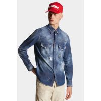 Ανδρικό Western Τζιν Πουκάμισο Μπλε Dsquared2 S74DM0795S30341-470
