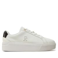 Γυναικεία Δερμάτινα TH Platform Court Sneakers Λευκά Tommy Hilfiger FW0FW08614-YBS