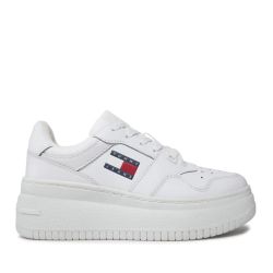 Γυναικεία Δερμάτινα Retro Basket Sneakers Λευκά Tommy Jeans EN0EN02506-YBS