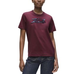 Γυναικείο Signature T-shirt Μπορντό Karl Lagerfeld A4W17052-548 BURGUNDY
