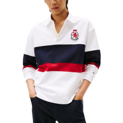 Ανδρική Crest Rugby Polo Μπλούζα Λευκή Tommy Hilfiger MW0MW40869-YBR