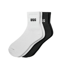 Γυναικείες Quinlin Logo Quarter Κάλτσες 2 Τεμαχίων Λευκές/Μαύρες UGG 1171623-WBLC
