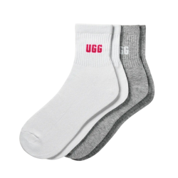 Γυναικείες Quinlin Logo Quarter Κάλτσες 2 Τεμαχίων Λευκές/Γκρι UGG 1171623-CNKG