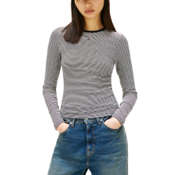 Γυναικείο Ριγέ Μακρυμάνικο T-shirt Μαύρο Tommy Jeans DW0DW17387-0AP