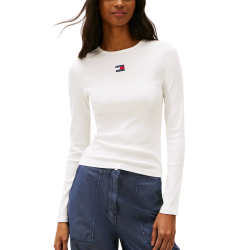 Γυναικείο Slim Μακρυμάνικο T-shirt Λευκό Tommy Jeans DW0DW20178-YBL