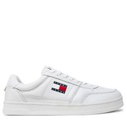 Ανδρικά Δερμάτινα Greenwich Sneakers Λευκά Tommy Jeans EM0EM01574-YBL