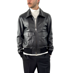 Ανδρικό Δερμάτινο Μπουφάν Μαύρο Maffei 51283-NERO