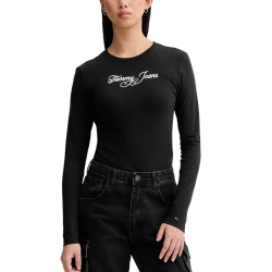 Γυναικείο Slim Μακρυμάνικο T-shirt Μαύρο Tommy Jeans DW0DW21844-BDS